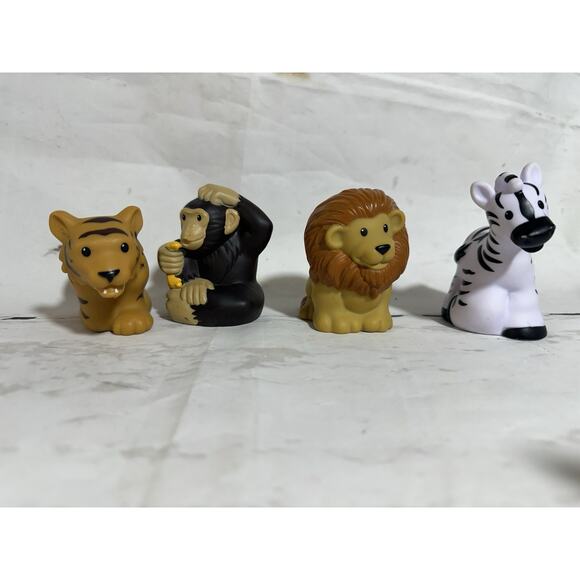 Fisher Price Little People Zoo Lion Tiger Monkey Zebra Lot Of 4 - Picture 1 of 8